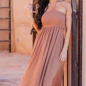 Mocha Halter Maxi Dress